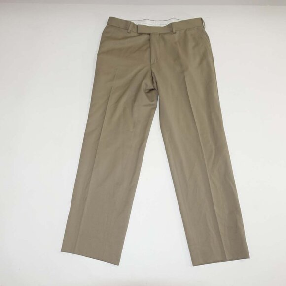 Hugo Boss Men's Dress Pants 36 x 30.5 Tan Beige Classic Rise Flat Front Slacks - Picture 1 of 7